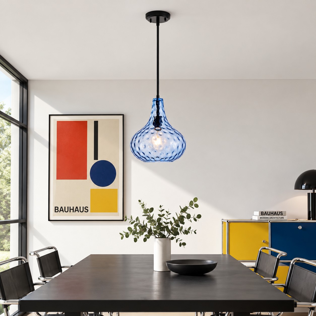11 inch / 28 cm Vintage Textured Glass Pendant Light | Adjustable Stem — A layered perspective