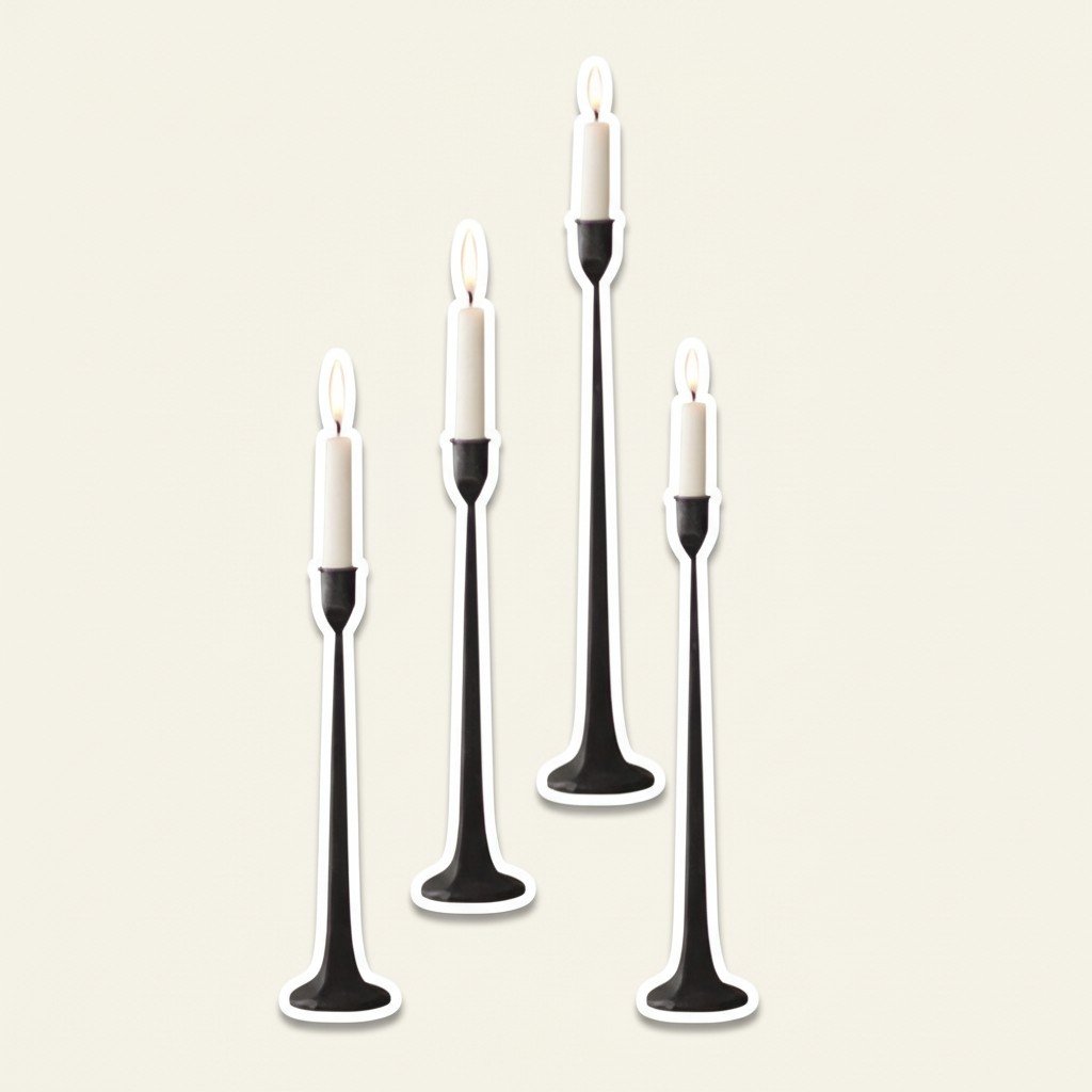 Tegna Modern Black Taper Candle Holder Set