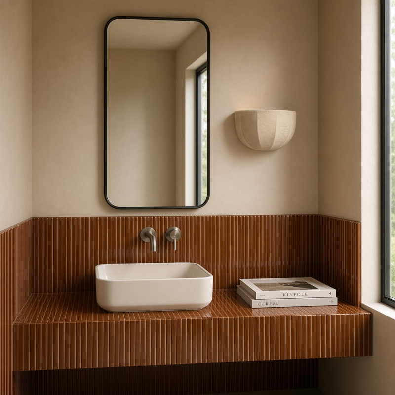 Loomis wall light above vanity