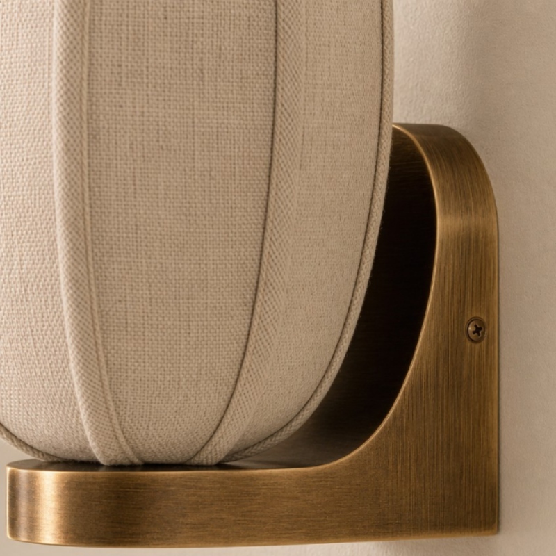 Loomis aged brass bracket detail