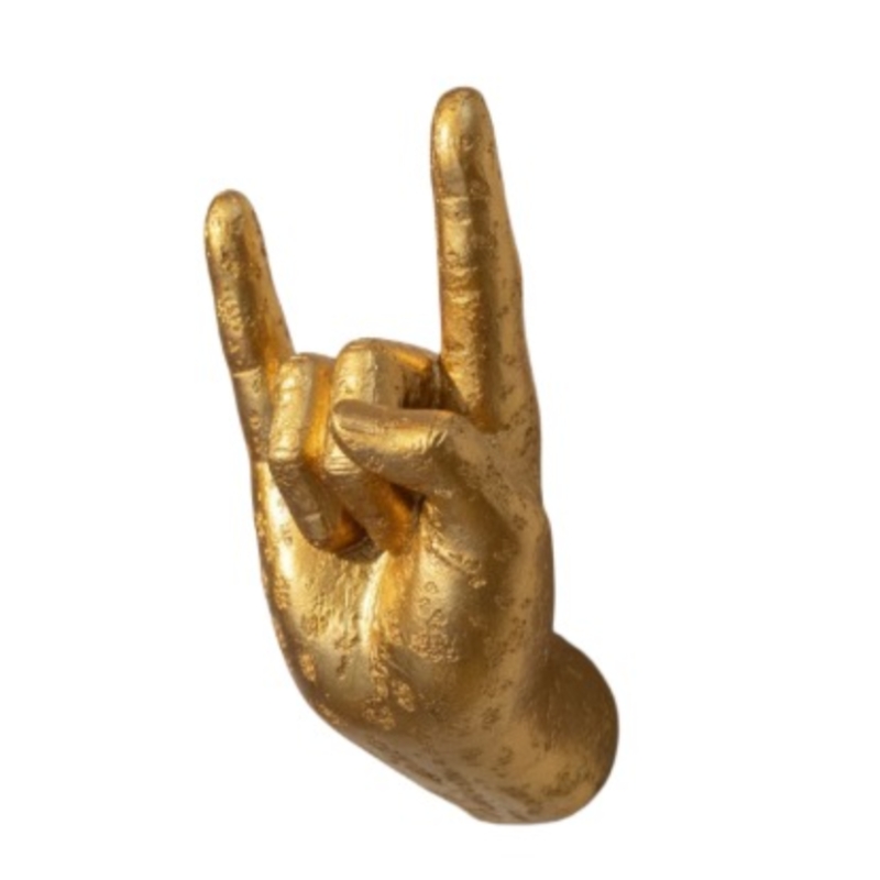 Goldene Rock-On-Hand Detailansicht