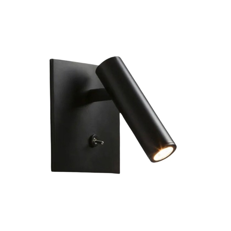 Schwarze Slimlux Wandleuchte mit Kippschalter