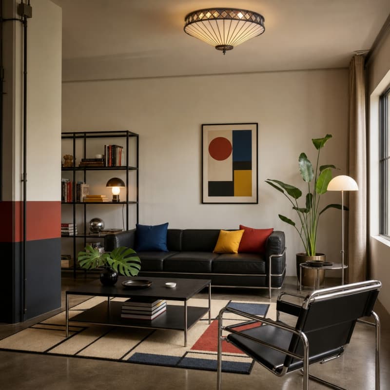 Tiffany Deckenleuchte im Wohnzimmer