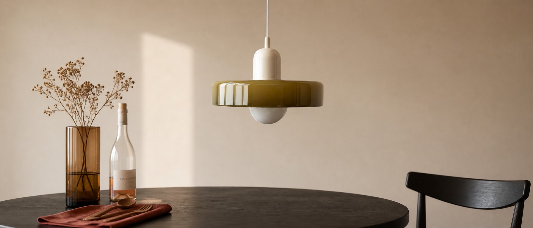 Morandi Disc Orb Glass Pendant Lamp interior scene
