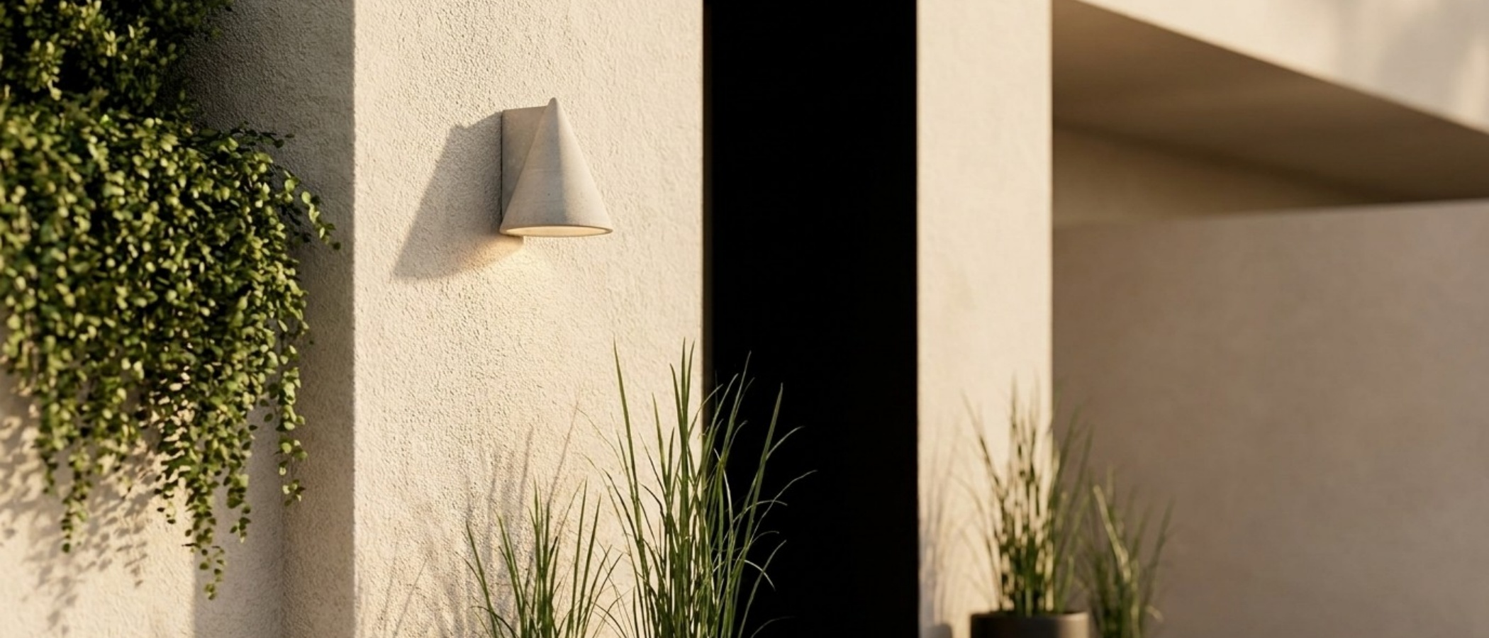 Tapered Shade Concrete Wall Lamp an einer modernen Wand