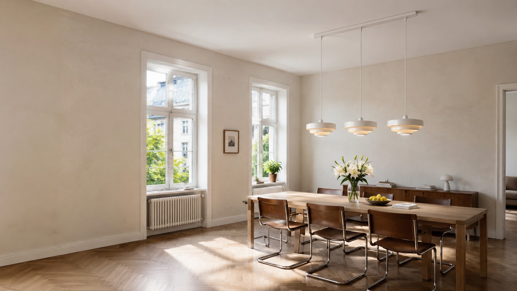 LUMES Design pendant lighting in a bright dining room