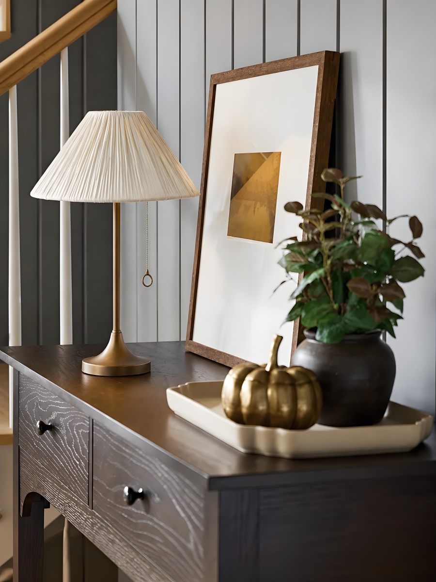 Customer home with a natural stone ceiling light above a dining table