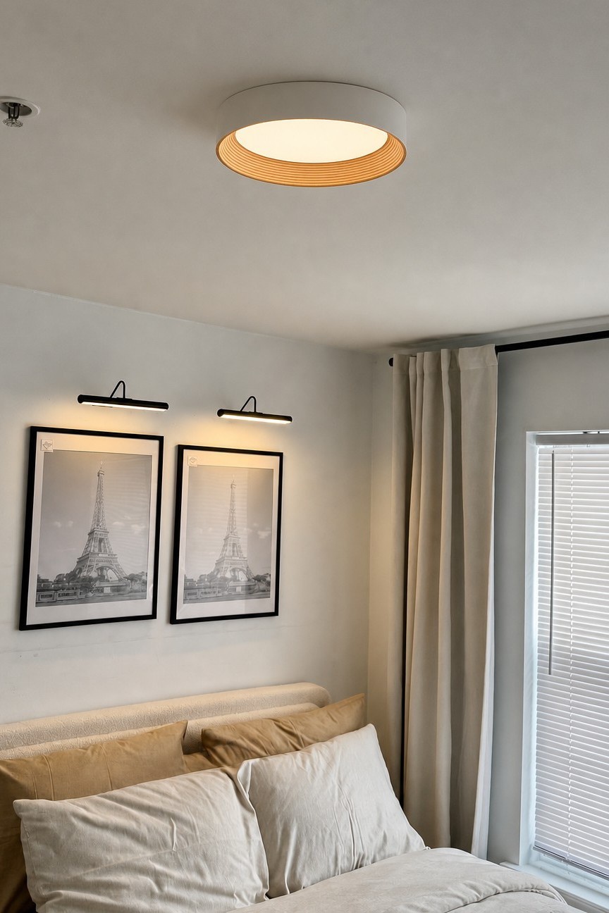 Customer dining area with a slim terracotta pendant light