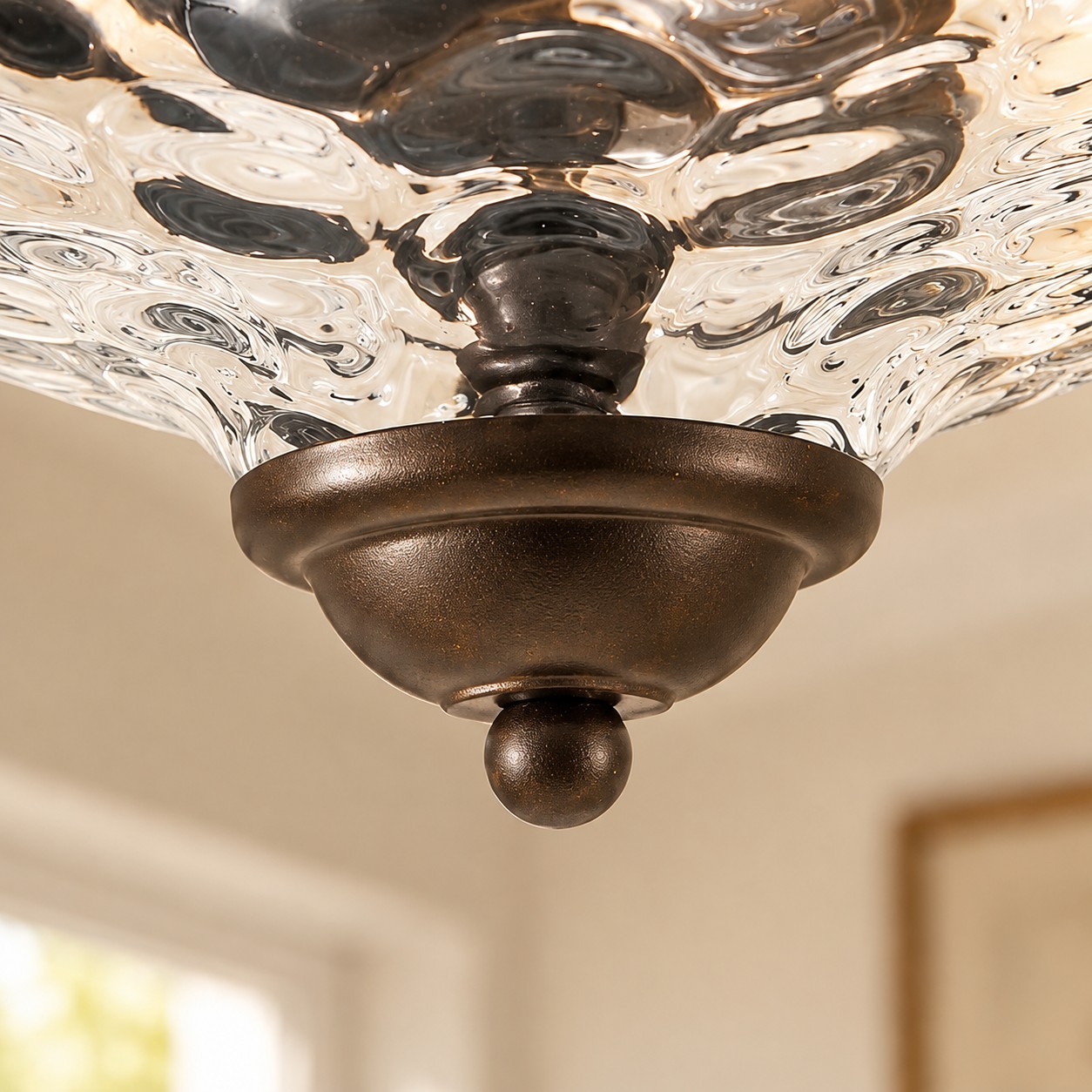 Low Ceilings | Two-Light Hammered Glass Ceiling Fixture — A layered perspective