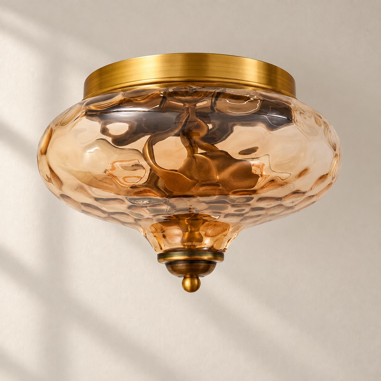 Low Ceilings | Two-Light Hammered Glass Ceiling Fixture — A layered perspective