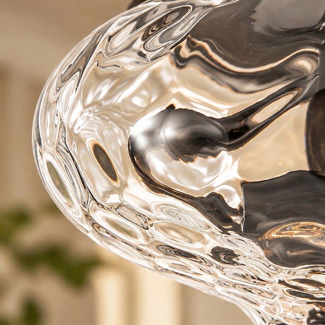 Low Ceilings | Two-Light Hammered Glass Ceiling Fixture — A layered perspective