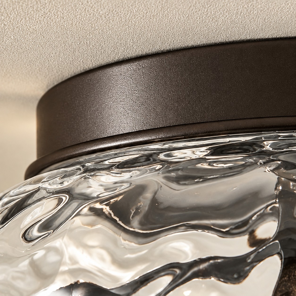 Low Ceilings | Two-Light Hammered Glass Ceiling Fixture — A layered perspective