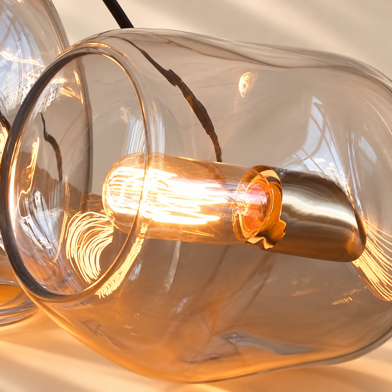 Brass-Finish Canopy | Hand-Blown Glass Globe Pendant — A layered perspective