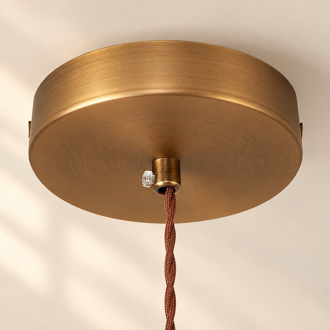 Vintage Fluted Glass Pendant Light — Scalloped Shade, Brass