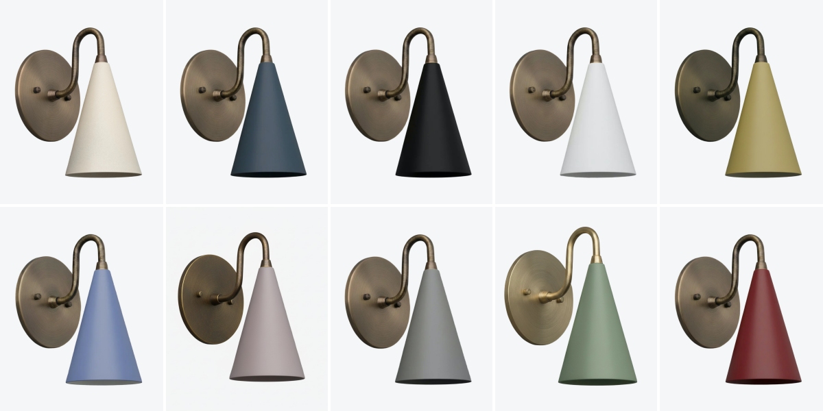 Antikmessing Farbauswahl der Curva Metal Wandleuchte