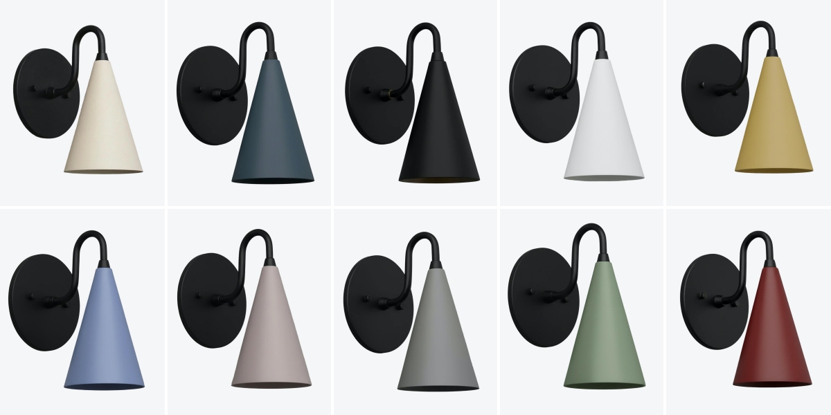 Schwarze Farbauswahl der Curva Metal Wandleuchte