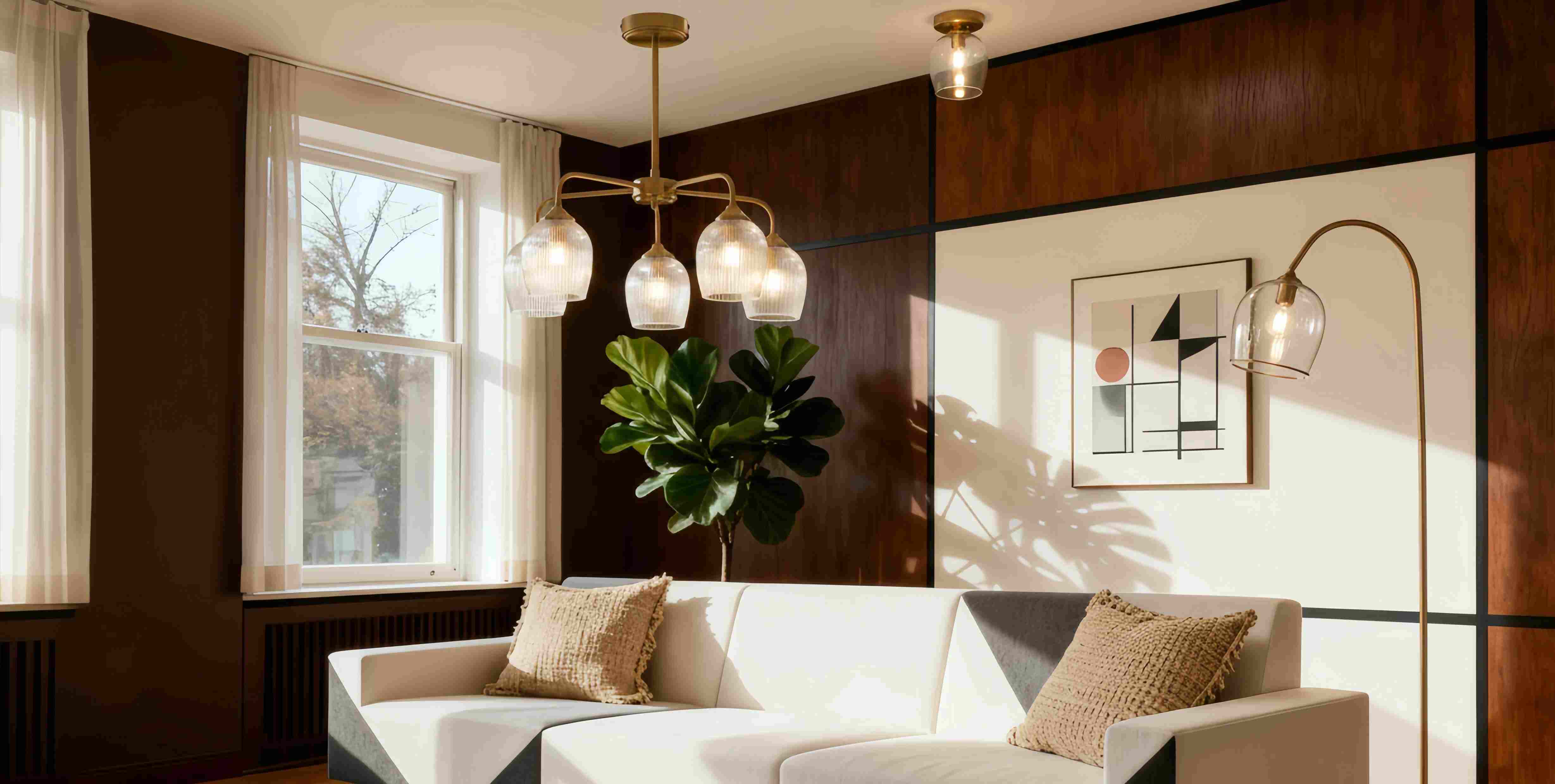 Serie de iluminación Brazara en un salón elegante