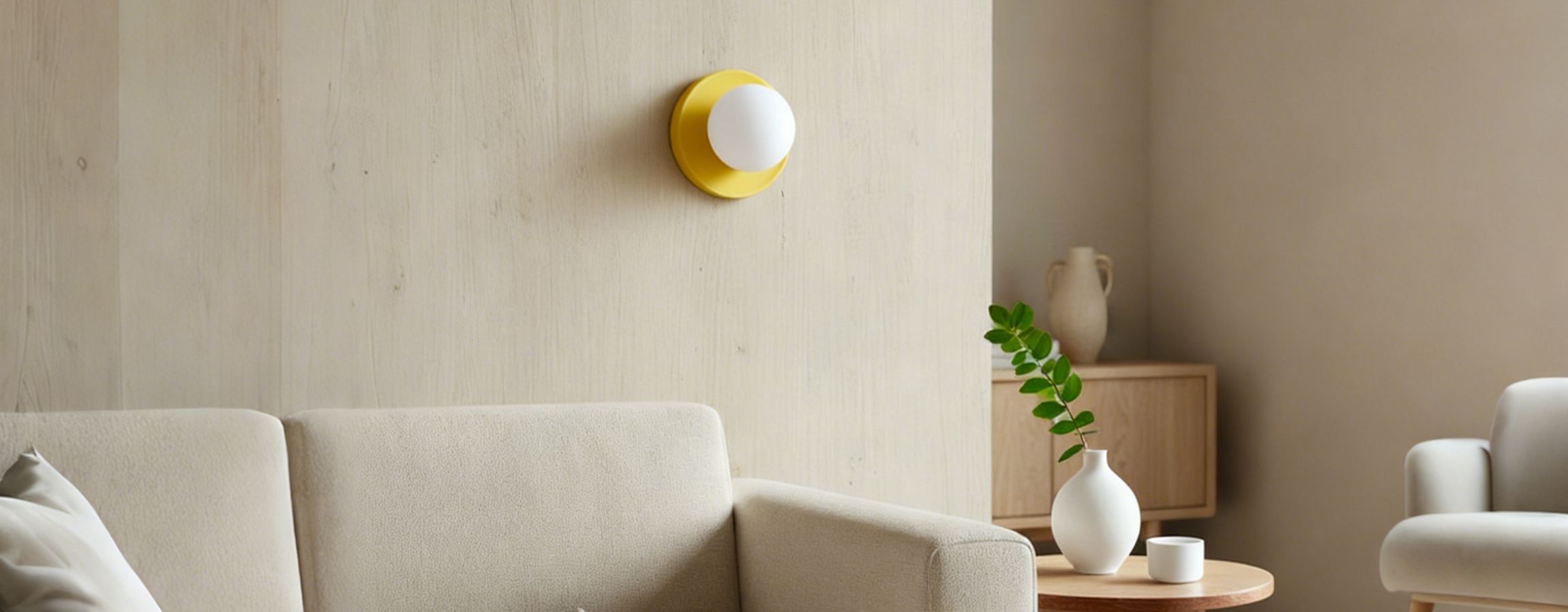 Solna Round Glass Wall Sconce im Wohnzimmer