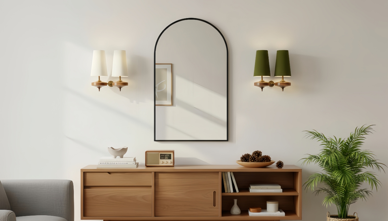 Moderne Wandleuchte in einem hellen Wohnbereich