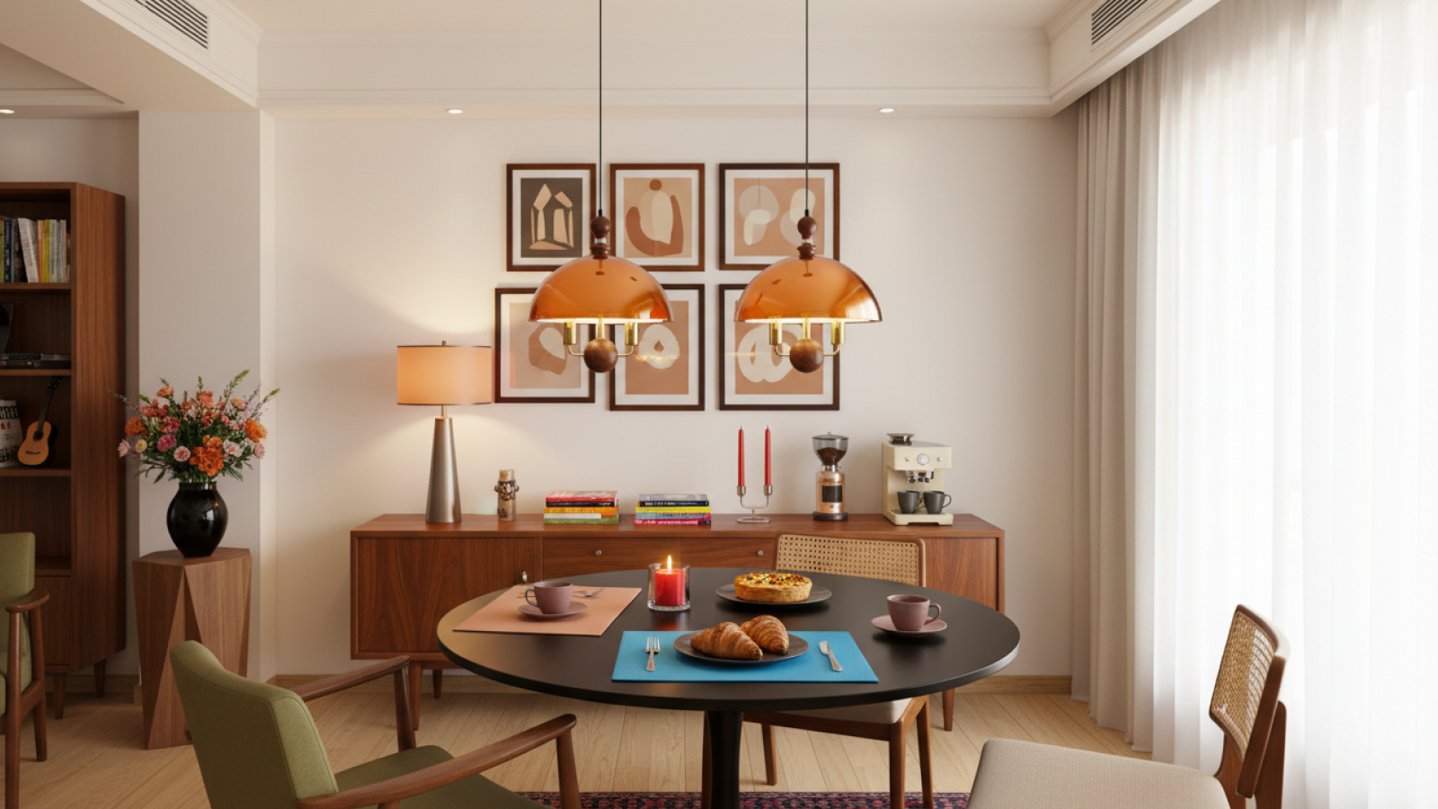 Afterglow Pendelleuchten in einem französisch inspirierten Esszimmer
