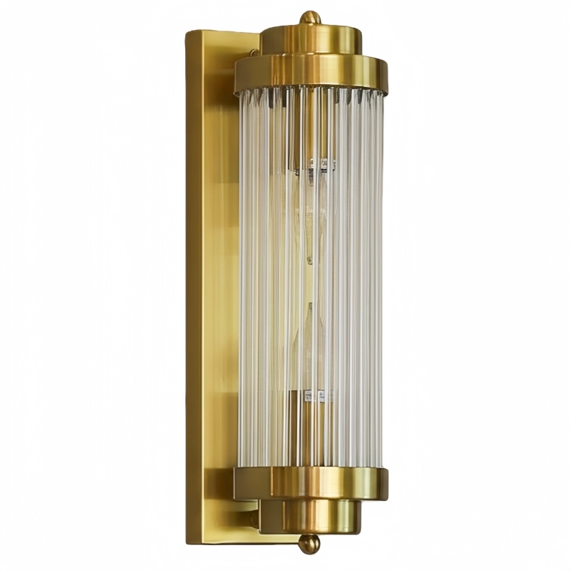 Goldene Säulenwandleuchte mit Glasdiffusor