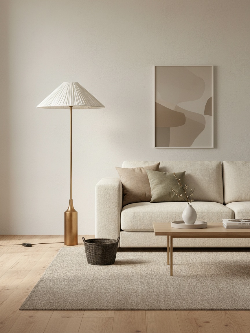 Lindi Stehlampe im Wohnzimmer neben Sofa