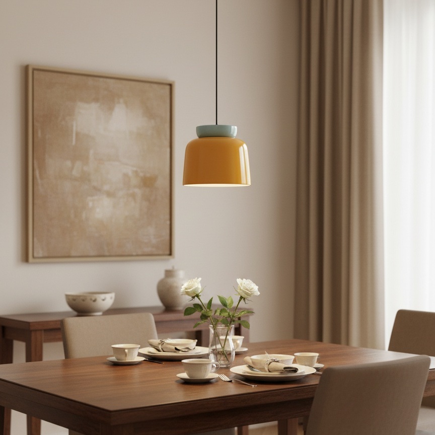 Gelbe Fiesta Pendelleuchte im Esszimmer