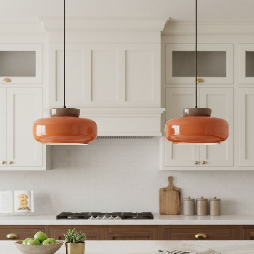 Orange Fiesta Pendelleuchten in der Küche