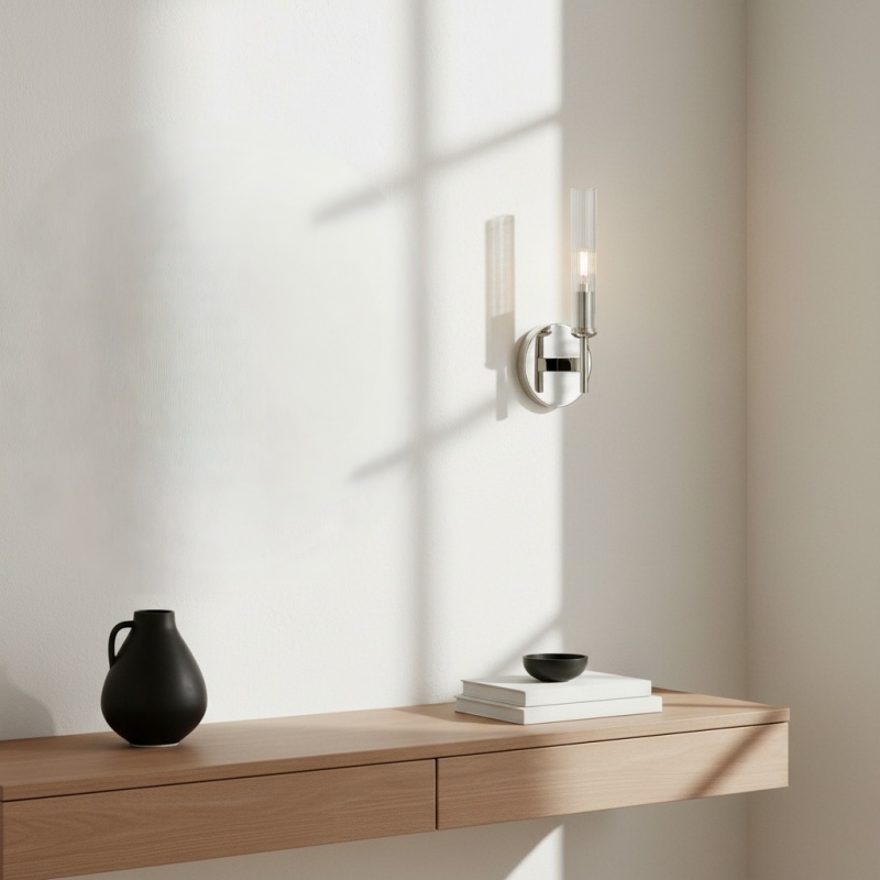 Bravira Wandleuchte in hellem Wohnraum