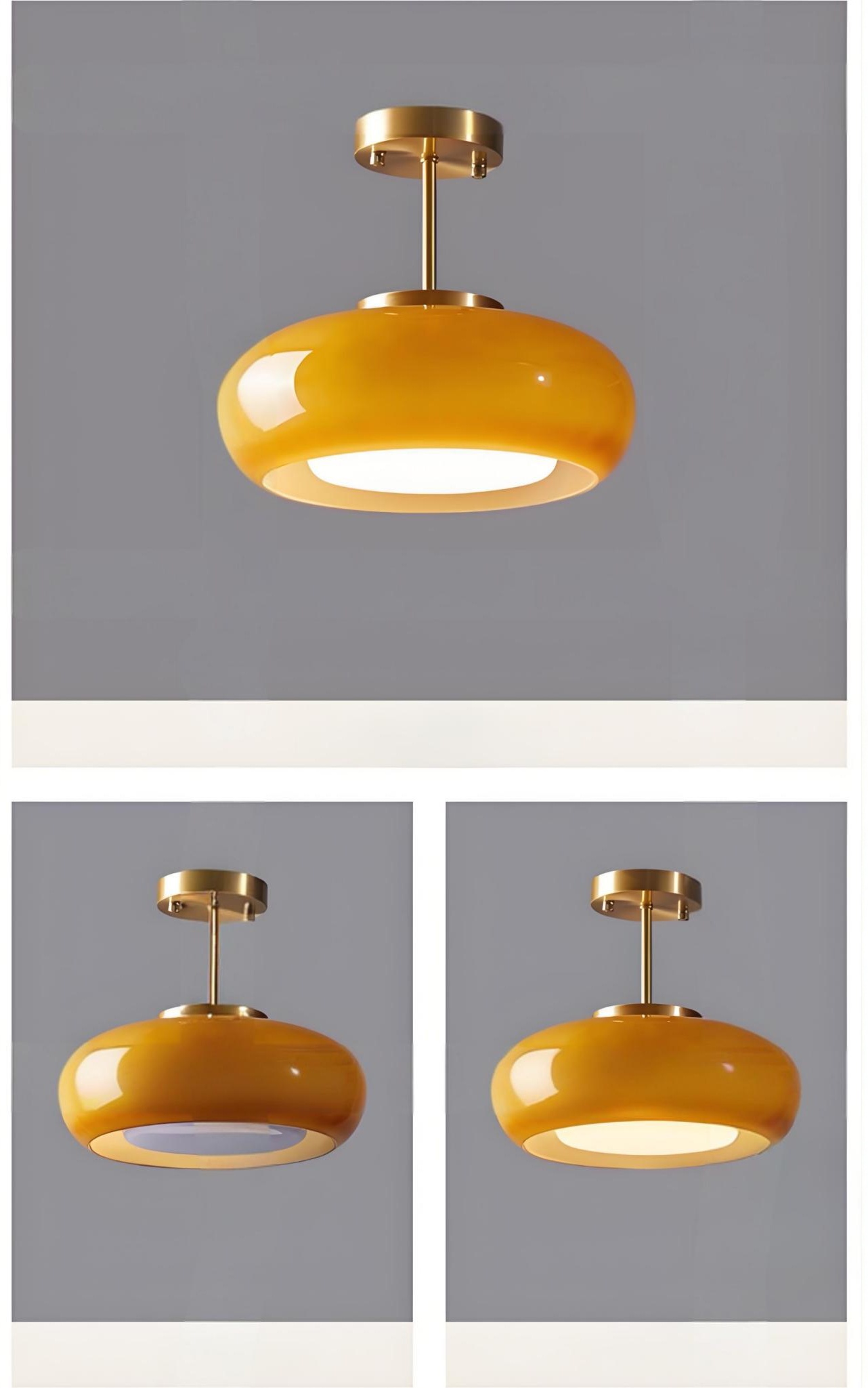 Orangegelber Glasschirm mit Lichtwirkung