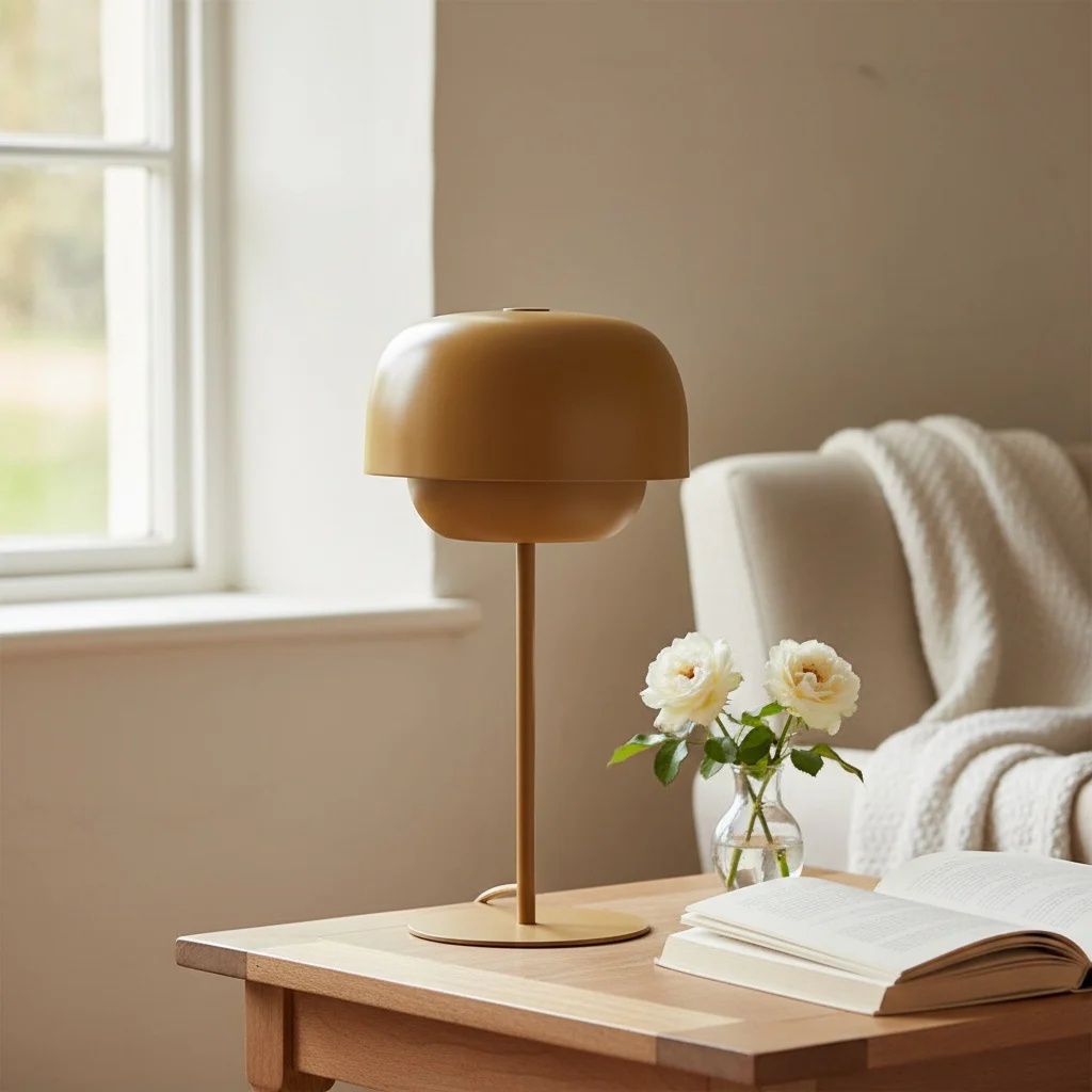 Clinco Metall-Tischlampe in Bronze auf einem Beistelltisch