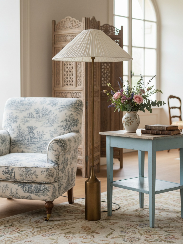 Lindi Stehlampe in klassischer Wohnszene
