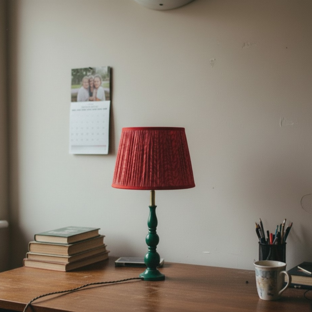 Kundenfoto der Grainora Tischleuchte auf einem Arbeitstisch