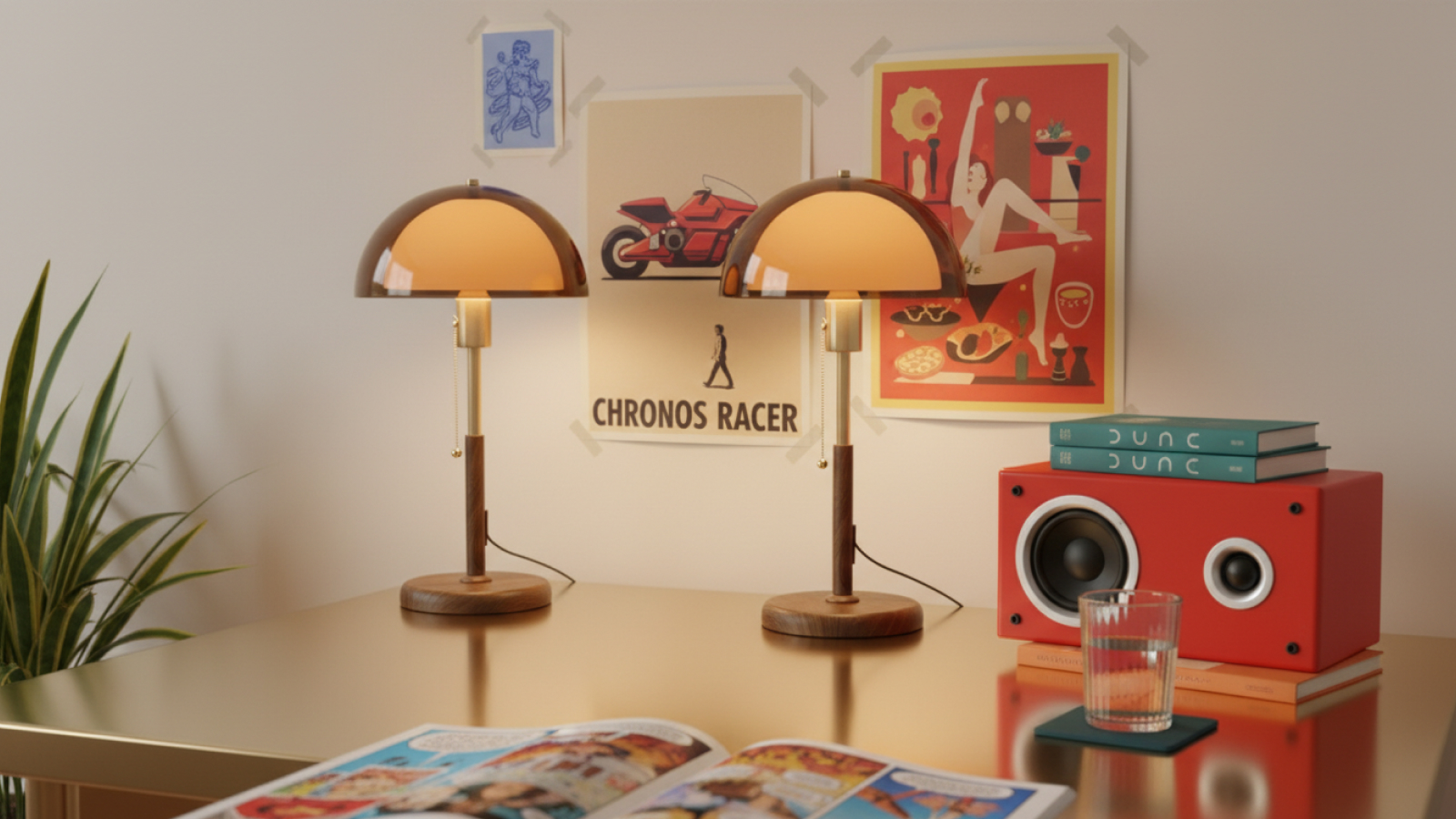 Afterglow Tischleuchte in einer modern-retro Szene