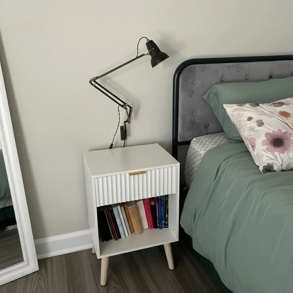 Kundenfoto der Modryx Wandleuchte neben einem Bett