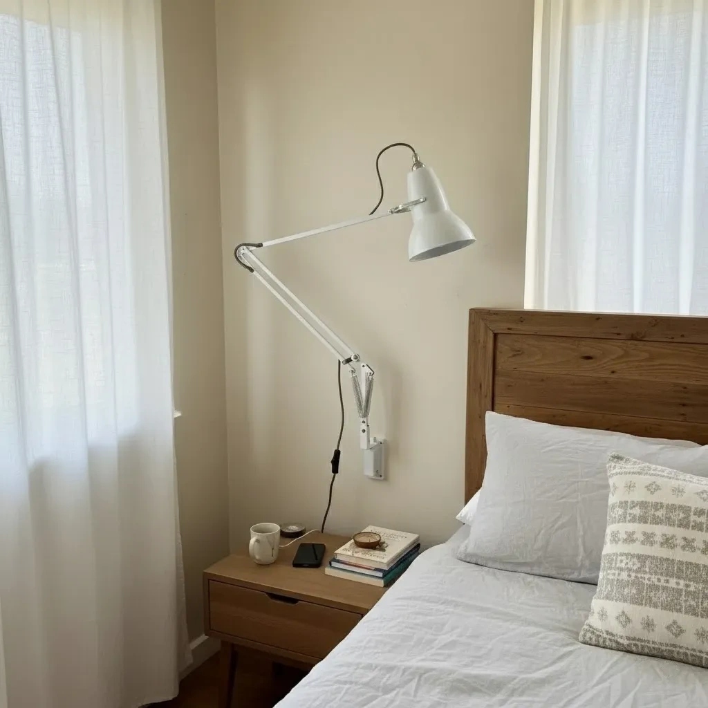 Kundenfoto der weißen Modryx Wandleuchte im Schlafzimmer