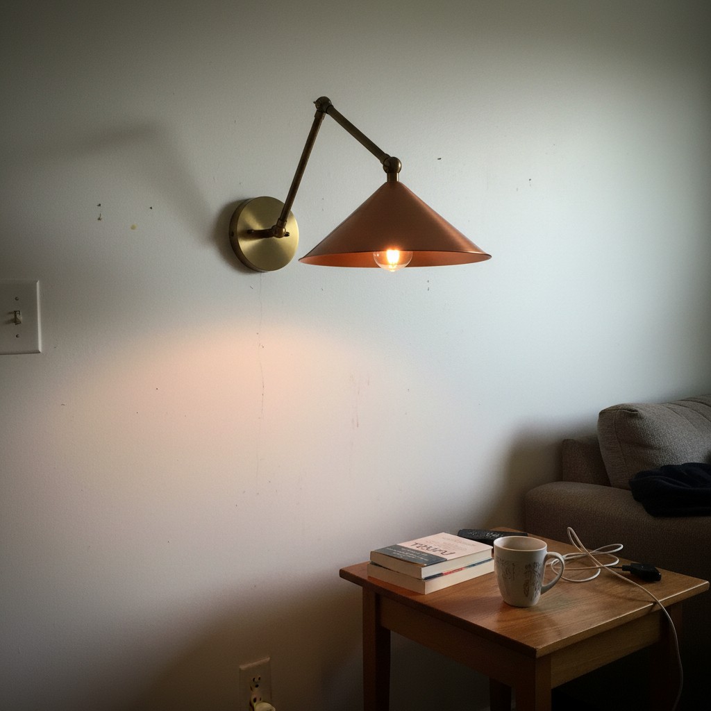Kundenfoto der Conique Wandleuchte neben einem Beistelltisch