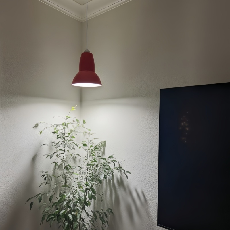 Kundenfoto einer roten Modryx Pendelleuchte