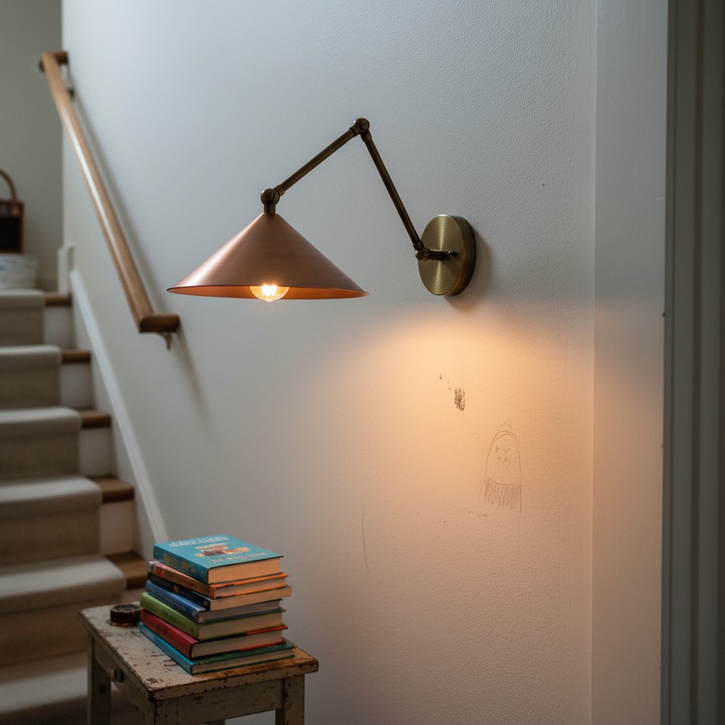 Kundenfoto der Conique Wandleuchte neben einer Treppe