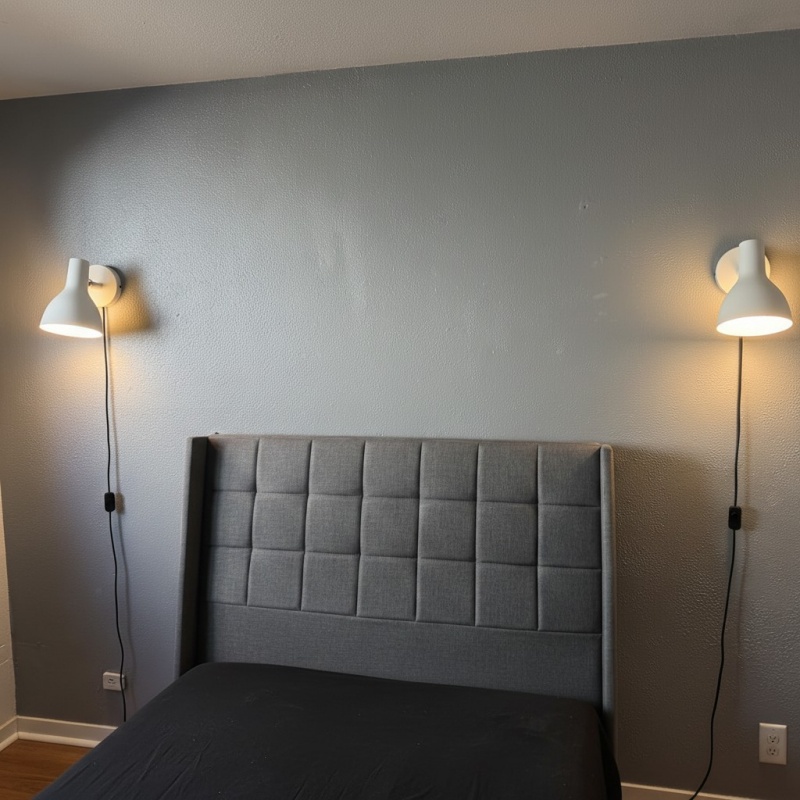 Kundenbild mit zwei weißen Wandlampen im Schlafzimmer