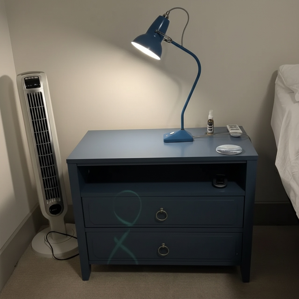 Kundenfoto der blauen Modryx Tischleuchte
