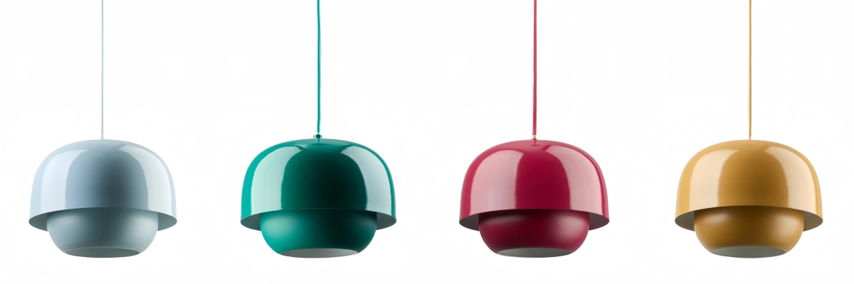 Clinco Pendelleuchte in Himmelblau, Grün, Rot und Bronze