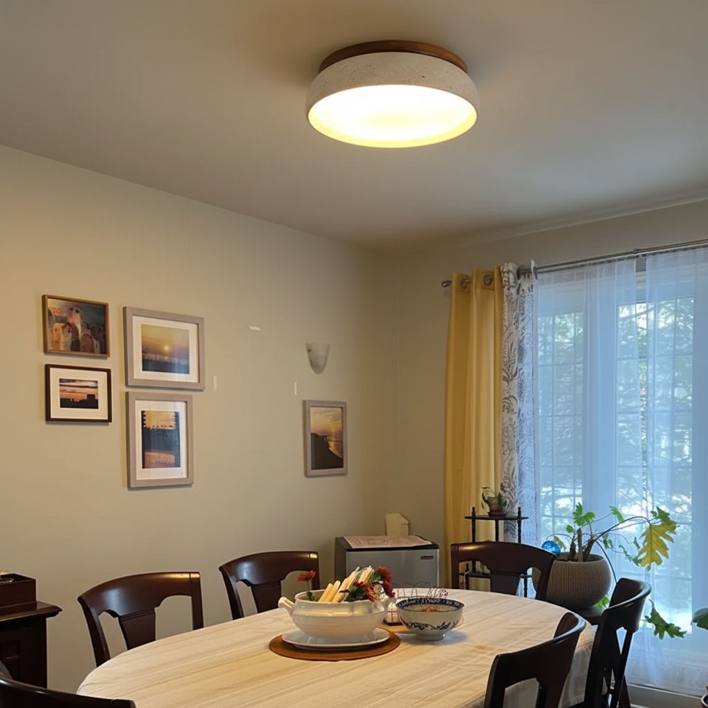 Kundenfoto der eingeschalteten Deckenleuchte im Esszimmer