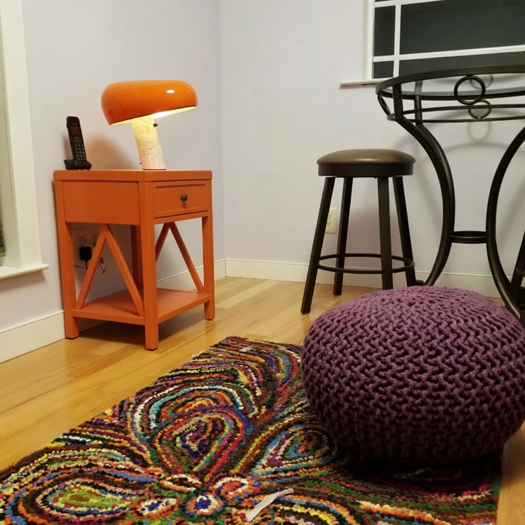 Kundenfoto der orangefarbenen Slantia Tischlampe in einem Wohnraum