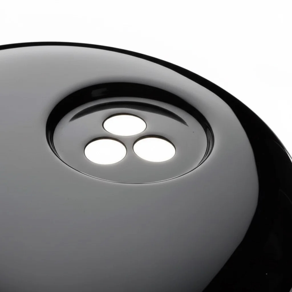 Unterseite des Glasschirms mit Lichtquelle