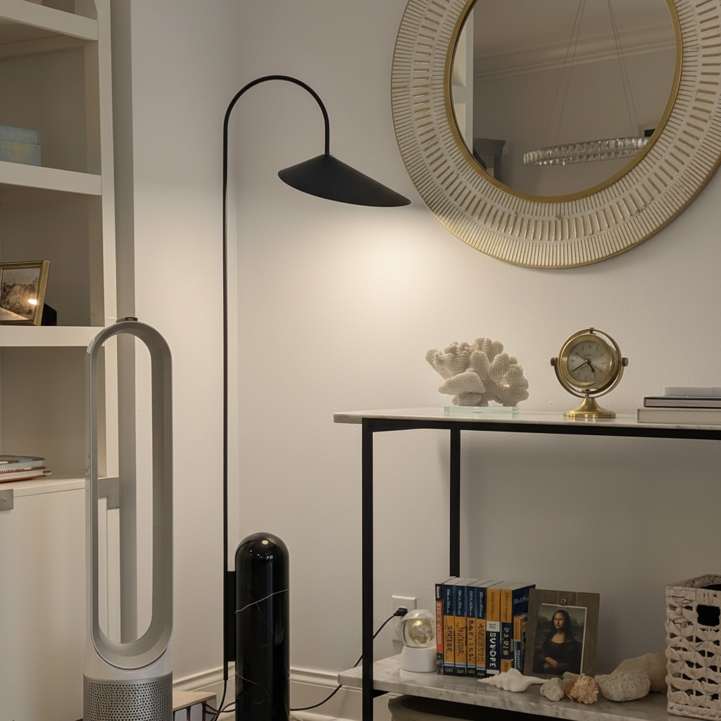 Kundenfoto der Nulavo Stehlampe neben einem Konsolentisch