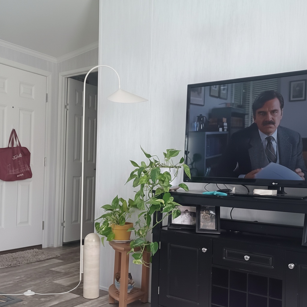 Kundenfoto der hellen Nulavo Stehlampe im Wohnzimmer