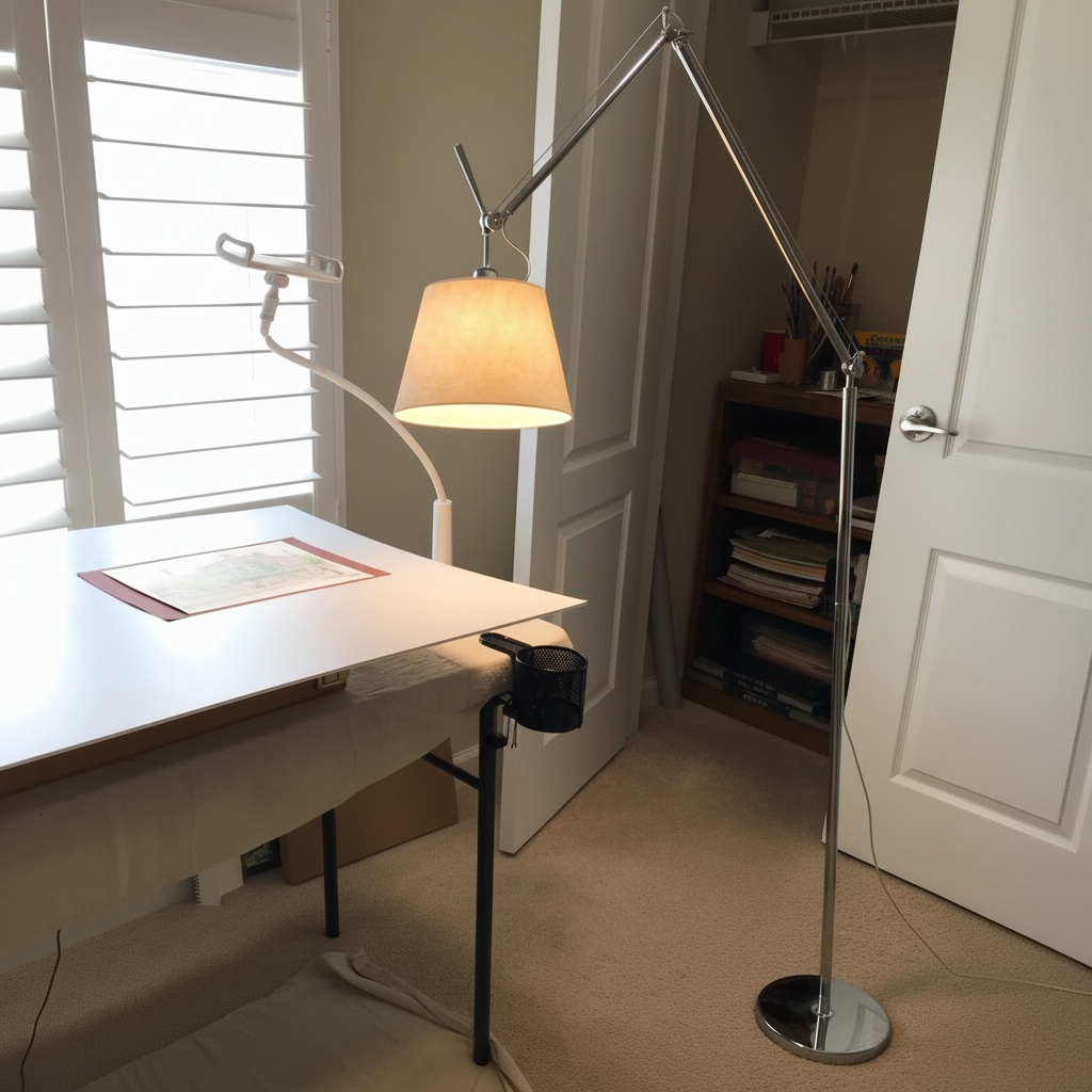 Kundenfoto mit Tolomeo Mega Lampe am Schreibtisch