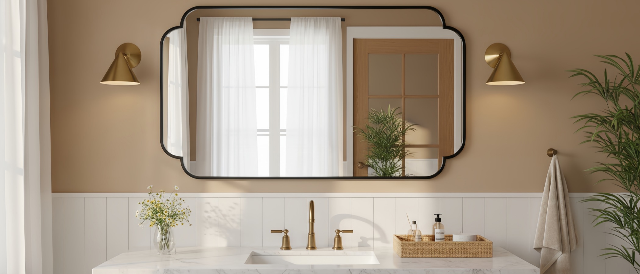 Brivana wall sconce beside a bed