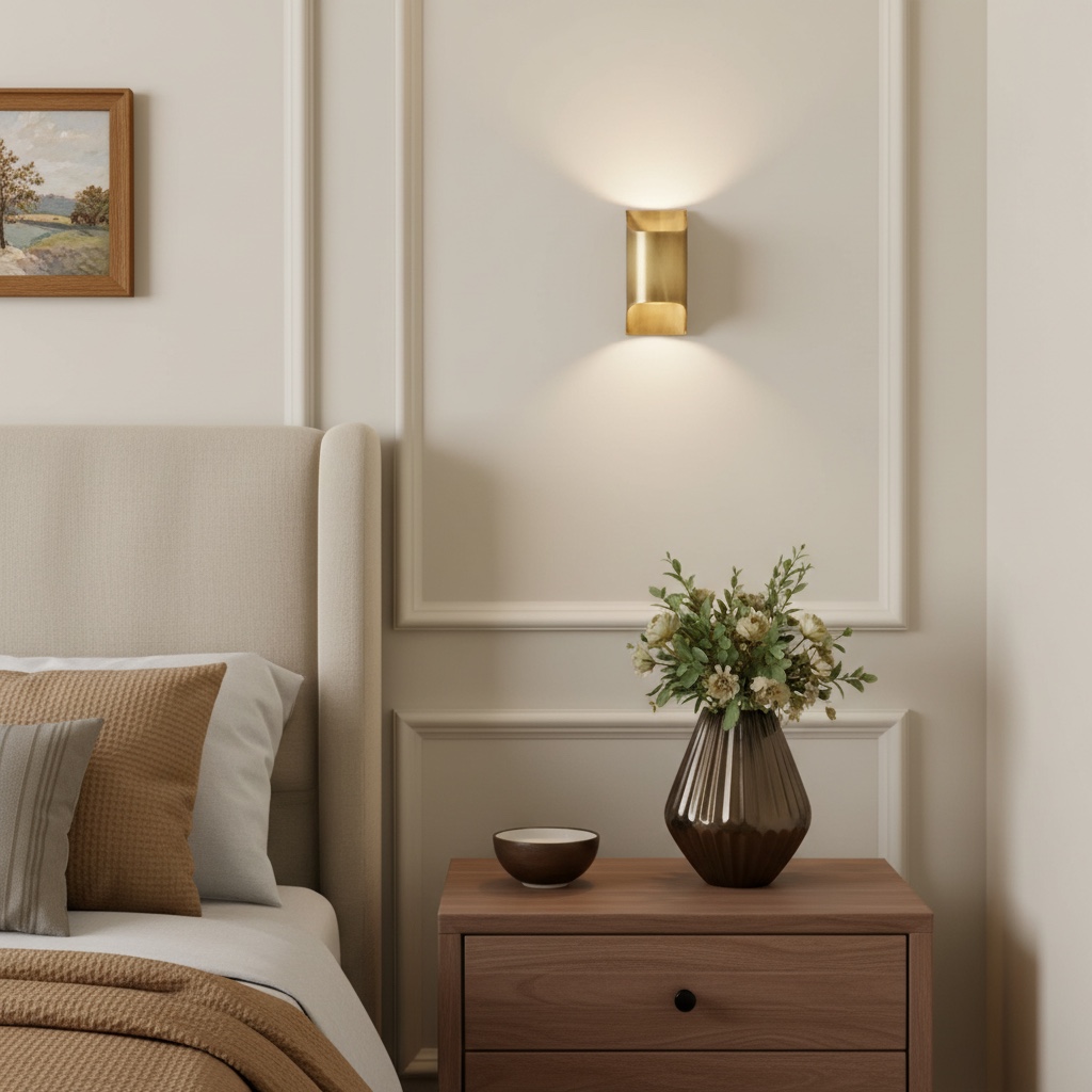 Sconique Wandleuchte mit weichem Licht an einer Wohnzimmerwand